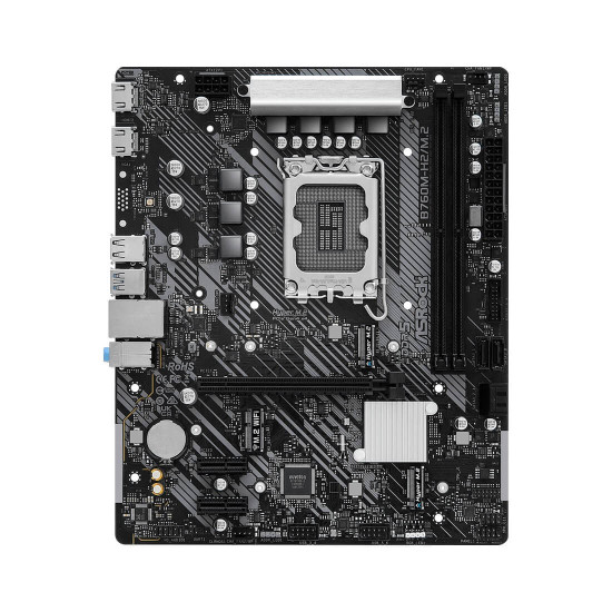 Дънна платка ASRock B760M-H2/M.2, LGA1700, DDR5, Micro ATX, HDMI, USB 3.2, SATA3, M.2, Realtek LAN