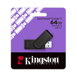 Флаш памет Kingston DataTraveler Exodia S, 64GB, USB 3.2 Gen 1, Black/Black