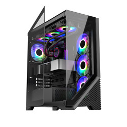 Кутия за компютър TrendSonic Trendsonic V-Gaming Artemis, FC-AR17A, 7 Slots, 1 x Type-C, 2 x USB 3.0, 4 x ARGB, Remote, Black