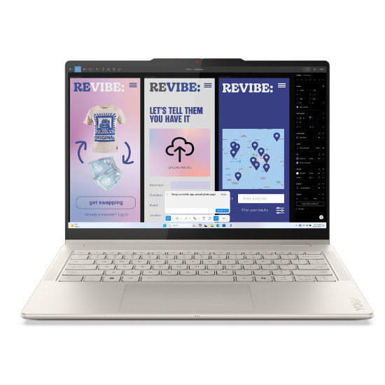 Лаптоп LENOVO Yoga 7 2-in-1 Intel Core Ultra 5 226V, 14 инча, 2.8K OLED, 500N, 120Hz, Touch, 16GB DDR5, 1TB SSD, Windows 11 Home, Seashell