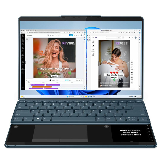 Лаптоп Lenovo Yoga Book 9, Intel Ultra 7 155U, 2x13.3 инча 2.8k OLED Touch, 32GB DDR5, 1TB SSD, Windows 11 Pro
