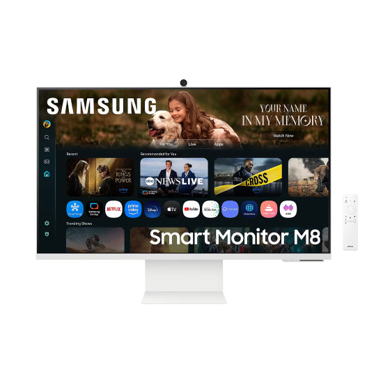 Монитор Samsung Smart Monitor M8 LS32FM801UUXDU, 32 инча, VA, 4K UHD, 60Hz, HDR10, USB-C, Wi-Fi, Bluetooth, Tizen OS