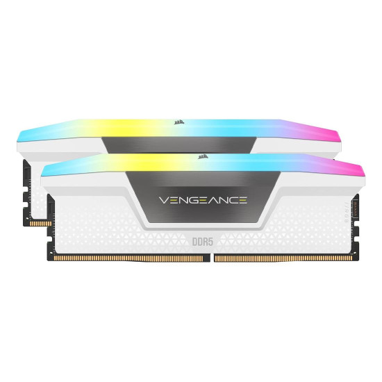 RAM памет Corsair Vengeance RGB, 32GB (2x16GB) DDR5, 6000MT/s, CL30, White, Kit of 2