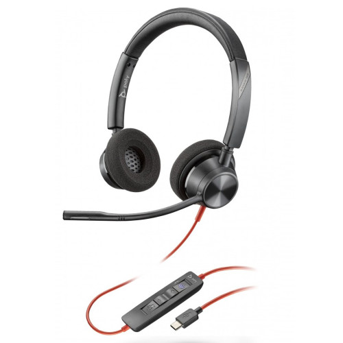 Слушалки HP Poly Blackwire 3320, Stereo, Microsoft Teams Certified, USB-C, USB-C/A Adapter