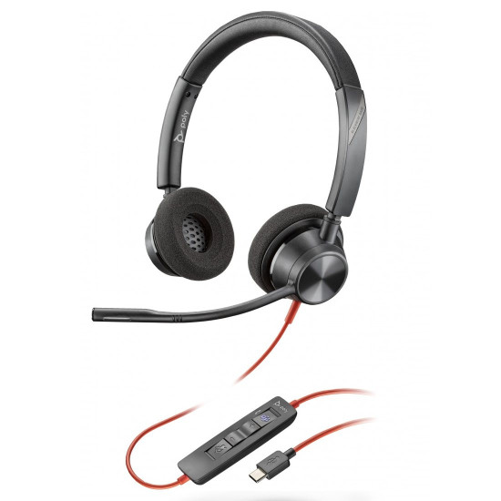 Слушалки HP Poly Blackwire 3320, Stereo, Microsoft Teams Certified, USB-C, USB-C/A Adapter