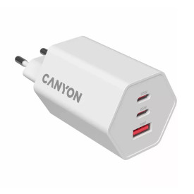 Зарядно CANYON HEXAGON 65 GaN, 65W, 2xPD, 1xQC, EU, White