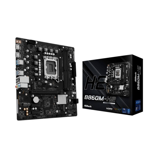 Дънна платка ASRock B860M-H2, LGA1851, DDR5, Micro ATX, HDMI, USB 3.2, SATA3, PCIe Gen5, M.2, Realtek LAN