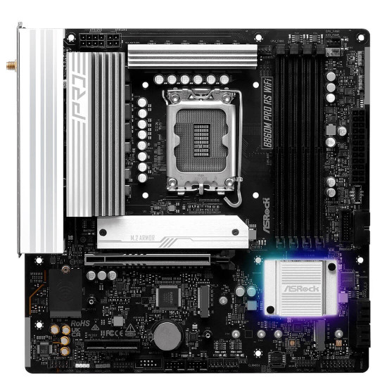 Дънна платка ASRock B860M Pro RS Wi-Fi, BT, ATX, PCIe 5.0, 4 x DDR5, LGA1851