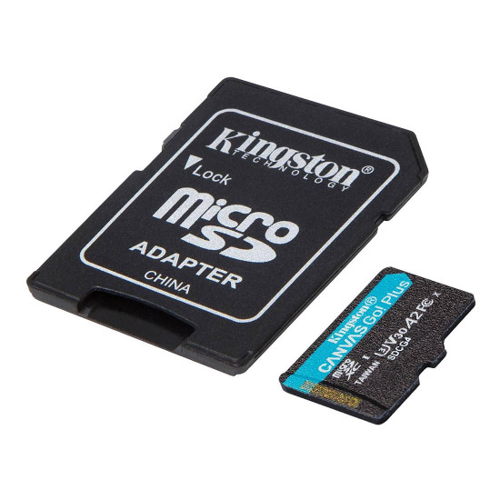 Карта памет KINGSTON 128GB microSDXC Canvas Go Plus Gen4, 200MB/s, A2, U3, V30, с адаптер