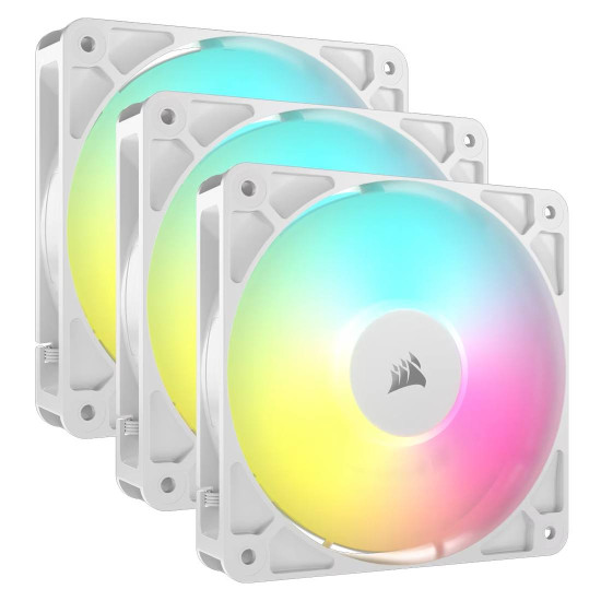 Комплект вентилатори Corsair RS120 ARGB, 120 мм, 2100 RPM, 72.8 CFM, 36 dBA, 4 Pin PWM, White