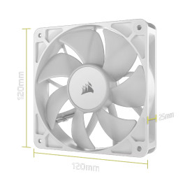 Комплект вентилатори Corsair RS120 ARGB, 120 мм, 2100 RPM, 72.8 CFM, 36 dBA, 4 Pin PWM, White