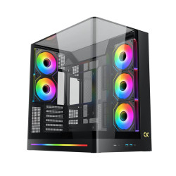 Кутия за компютър Pano II EN48418, 2 x USB 3.0, USB Type-C, извит панел от закалено стъкло, Black