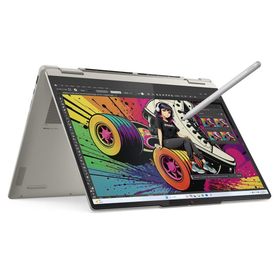Лаптоп Lenovo Yoga 7 2-in-1, AMD Ryzen AI 7 350, 14 инча 2.8K OLED 500N 120Hz, 24GB DDR5x, 1TB SSD, Windows 11 Home, Seashell + Pen