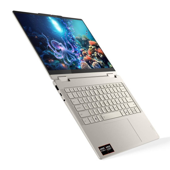 Лаптоп Lenovo Yoga 7 2-in-1, AMD Ryzen AI 7 350, 14 инча 2.8K OLED 500N 120Hz, 24GB DDR5x, 1TB SSD, Windows 11 Home, Seashell + Pen