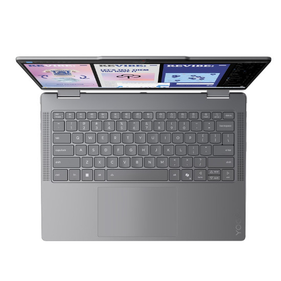 Лаптоп LENOVO Yoga 7 2-in-1 Intel Core Ultra 7 258V, 14 инча, 2.8K OLED, 500N, 120Hz, Touch, 32GB DDR5, 1TB SSD, Windows 11 Home, Luna Grey