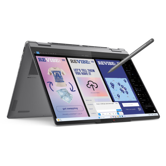 Лаптоп LENOVO Yoga 7 2-in-1 Intel Core Ultra 7 258V, 14 инча, 2.8K OLED, 500N, 120Hz, Touch, 32GB DDR5, 1TB SSD, Windows 11 Home, Luna Grey