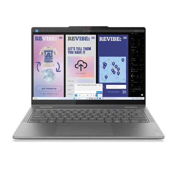 Лаптоп LENOVO Yoga 7 2-in-1 Intel Core Ultra 7 258V, 14 инча, 2.8K OLED, 500N, 120Hz, Touch, 32GB DDR5, 1TB SSD, Windows 11 Home, Luna Grey