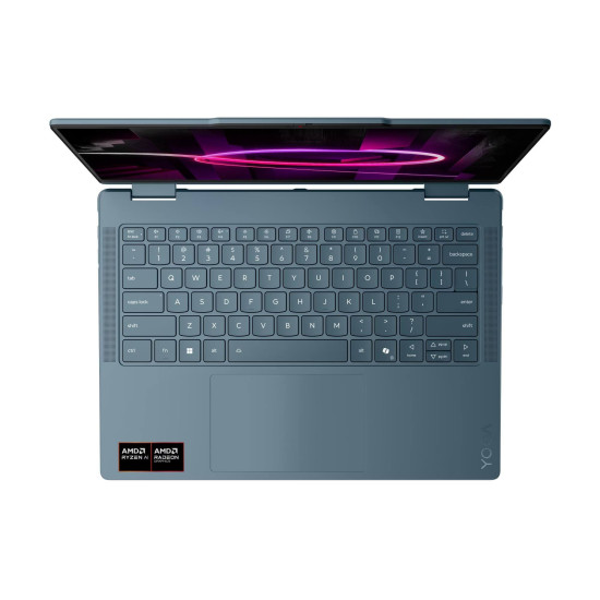 Лаптоп LENOVO Yoga 7 2-in-1, AMD Ryzen AI 7 445, 14 инча WUXGA OLED, тъчскрийн, 400 нита, HDR, 24GB DDR5 RAM, 1TB SSD, Tidal Teal, Windows 11 Home + Pen
