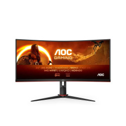 Монитор AOC CU34G2XP/BK, 34 инча, 3440 x 1440, VA, 180 Hz, HDR400, FreeSync Premium, USB Hub, 4 x USB 3.0, 2 x DisplayPort, 2 x HDMI