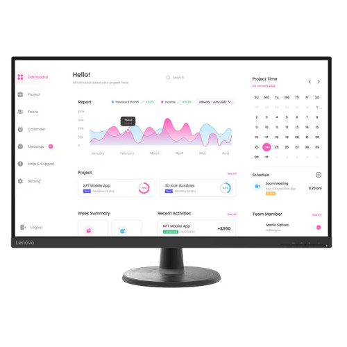 Монитор LENOVO D32-45, 31.5 инча, VA, FHD, 60Hz, 4ms, HDMI, DP