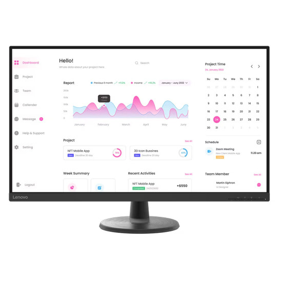 Монитор LENOVO D32-45, 31.5 инча, VA, FHD, 60Hz, 4ms, HDMI, DP