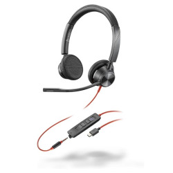Слушалки HP Poly Blackwire 3325, Stereo, Microsoft Teams Certified, USB-C, 3.5мм Plug, USB-C/A Adapter