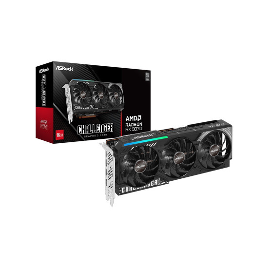 Видеокарта ASRock Radeon RX 9070 Challenger, 16GB GDDR6, 256-bit, 1x HDMI 2.1b, 3x DisplayPort 2.1a