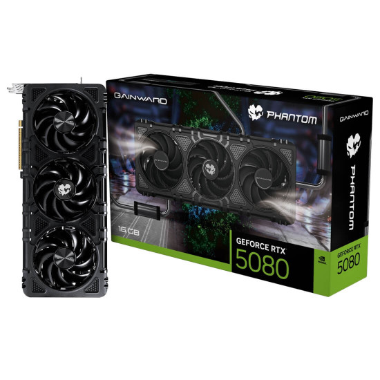 Видеокарта Gainward GeForce RTX 5080 Phantom, 16GB GDDR7, 256-bit, 1x HDMI 2.1b, 3x DP 2.1b