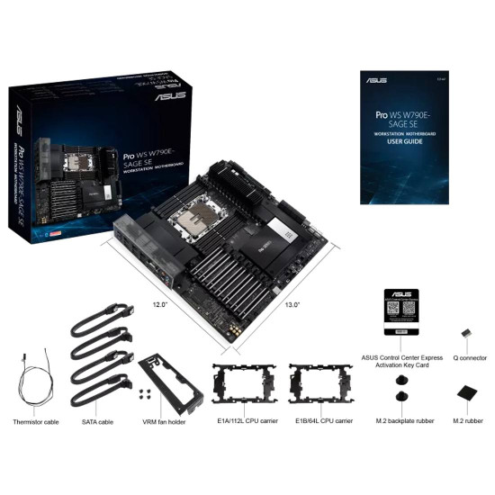 Дънна платка ASUS PRO WS W790E-SAGE SE, LGA4677, ATX, 8xDDR4, 7xPCIe 4.0 x16, 8xSATA, 3xM.2