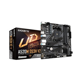 Дънна платка Gigabyte A520M DS3H V2 (rev. 1.0), AM4, Micro-ATX, DDR4, HDMI/DP, M.2, USB 3.2, GbE LAN