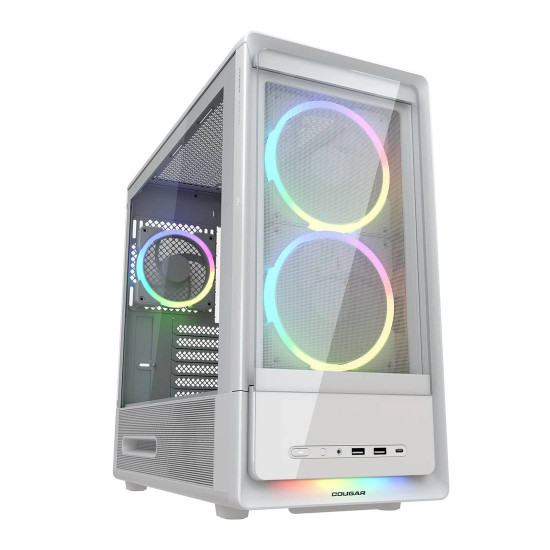 Кутия за компютър COUGAR DUOAIR RGB, Mid Tower, White
