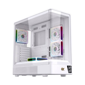 Кутия за компютър Moon DGT Arctic EN49668, USB 3.0, USB 2.0, извит панел от закалено стъкло, White