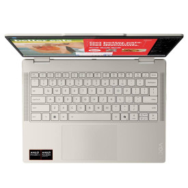 Лаптоп Lenovo Yoga 7 2-in-1, AMD Ryzen AI 7 350, 16 инча 2.8K OLED 500N 120Hz Тъч, 32GB DDR5x, 1TB SSD, Windows 11 Home, Seashell + Pen