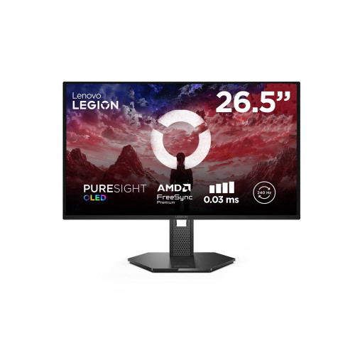 Монитор LENOVO Legion 27Q-10, 26.5 инча, QD-OLED, 2560 x 1440, 16:9, 240 Hz, 1.5M:1, 0.03 ms, 2 x HDMI 2.1, 1 x DisplayPort 1.4, 99% sRGB