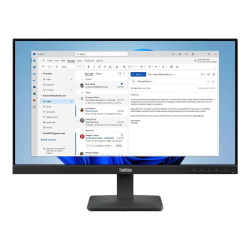 Монитор LENOVO ThinkVision S24-4e, 23.8 инча, IPS, 1920x1080, 4ms, 1xHDMI, 1xVGA