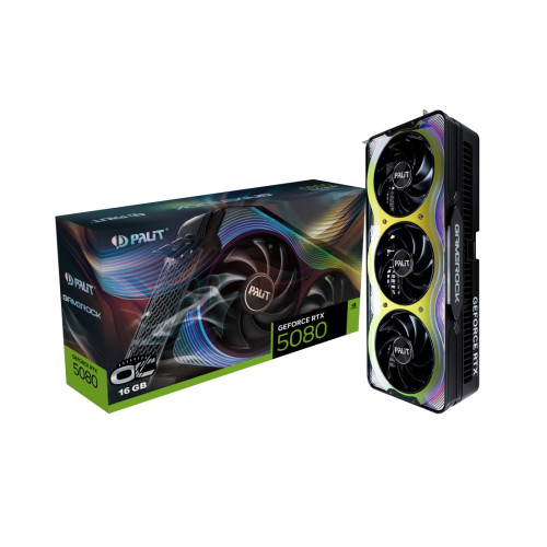 Видеокарта PALIT GeForce RTX 5080 GameRock OC, 16GB GDDR7, 256 bit, 1x HDMI 2.1b, 3x DP 2.1b - NE75080T19T2-GB2030G