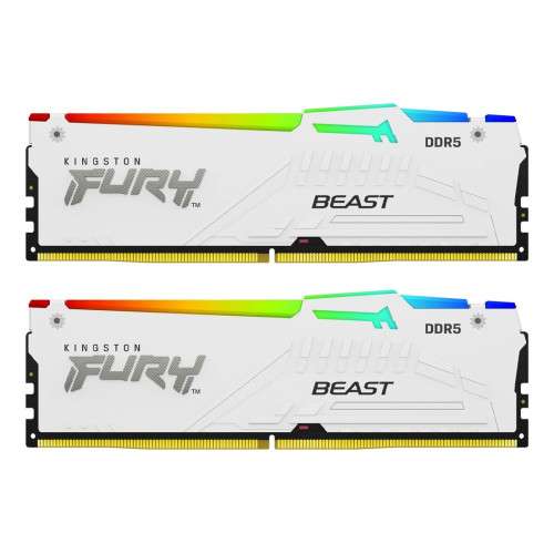 RAM памет Kingston FURY Beast White RGB EXPO 32GB (2x16GB), 6000MT/s, DDR5, CL36, DIMM, Kit of 2