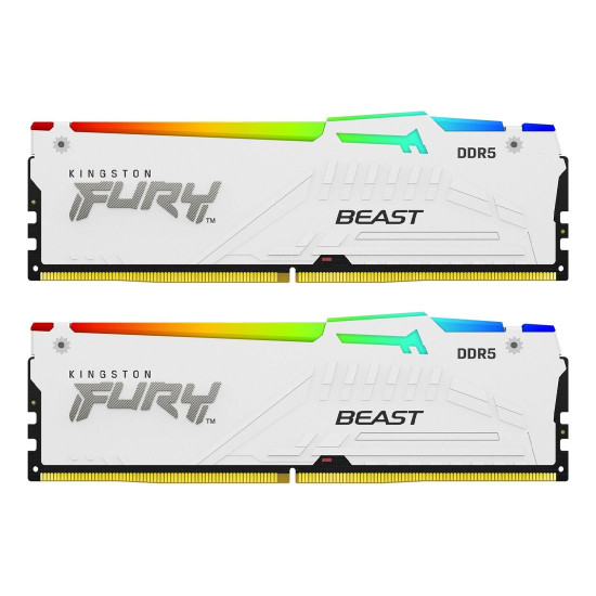 RAM памет Kingston FURY Beast White RGB EXPO 32GB (2x16GB), 6000MT/s, DDR5, CL36, DIMM, Kit of 2
