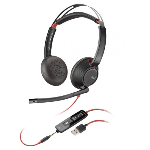 Слушалки HP Poly Blackwire 5220 Stereo USB-C + 3.5мм жак + USB-C/A
