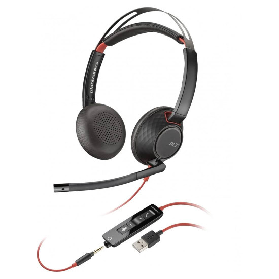 Слушалки HP Poly Blackwire 5220 Stereo USB-C + 3.5мм жак + USB-C/A