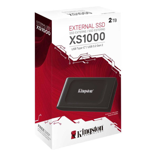 Външен SSD диск Kingston XS1000, 2TB, USB 3.2, 3DNand, Black