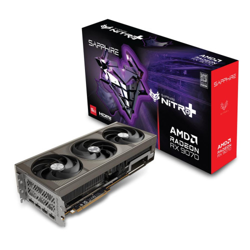 Видеокарта SAPPHIRE NITRO+ Radeon RX 9070 OC. 16GB GDDR6, 256-bit, PCIe5.0, 1xHDMI, 2xDP