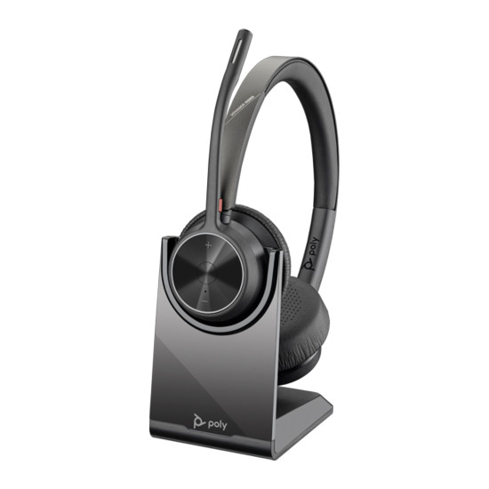 Безжични слушалки HP Poly Voyager 4320, UC, Stereo, USB-A, BT700 USB-A адаптер, Стойка за зареждане