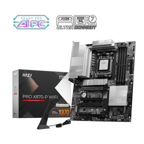 Дънна платка MSI PRO X870-P WIFI, ATX, Socket AM5, AMD Ryzen 9000, Dual Channel DDR5, 4x PCIe x16 slots