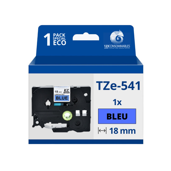 Етикети Brother TZe-541, 18mm, Blue Background, Black Text