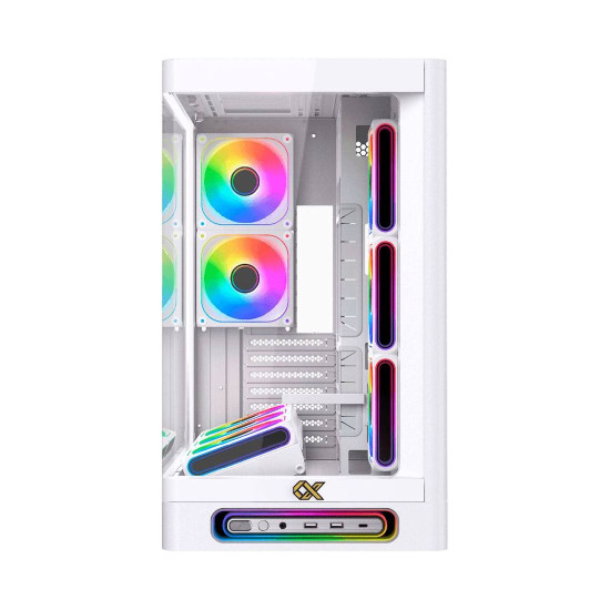 Кутия за компютър Heaven Air Arctic, EN49606, 2 x USB 3.0, USB Type-C, извит панел от закалено стъкло, White