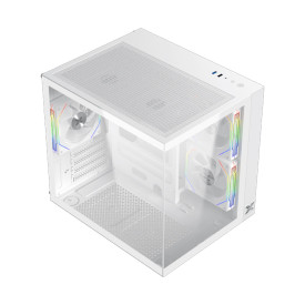 Кутия за компютър XIGMATEK Aqua M Lite Arctic, WH, MATX, U3x1 & U2x1, 2PCS TG, 4PCS G22A Arctic Reverse & 1PC G22A Arctic, ARGB Remote Control Box