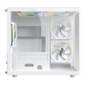 Кутия за компютър XIGMATEK Aqua M Lite Arctic, WH, MATX, U3x1 & U2x1, 2PCS TG, 4PCS G22A Arctic Reverse & 1PC G22A Arctic, ARGB Remote Control Box