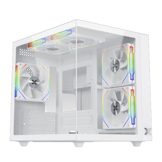 Кутия за компютър XIGMATEK Aqua M Lite Arctic, WH, MATX, U3x1 & U2x1, 2PCS TG, 4PCS G22A Arctic Reverse & 1PC G22A Arctic, ARGB Remote Control Box
