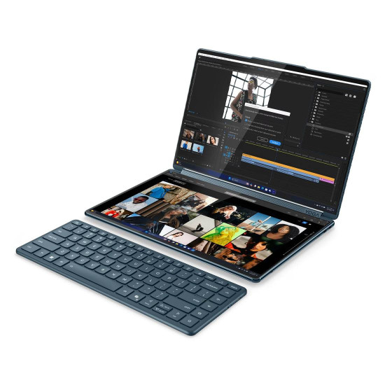Лаптоп Lenovo Yoga Book 9, Intel Core Ultra 7 255H, 14 инча 2.8K OLED 500N 120Hz, 32GB DDR5x, 1TB SSD, Windows 11 Home, Tidal Teal